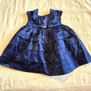 Gymboree girls size 12-18 months navy blue party dress lined & tulle EUC